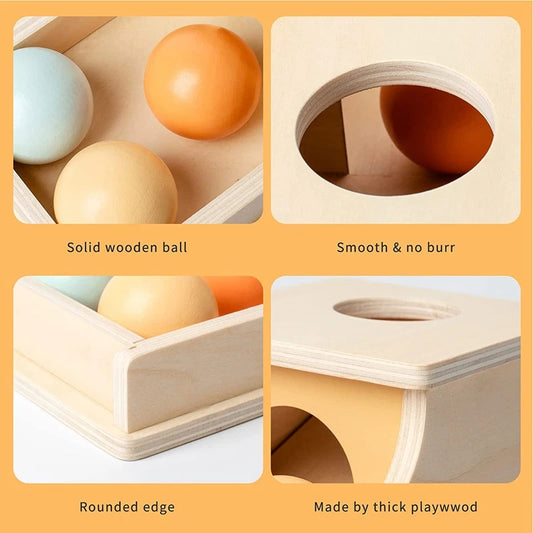 Montessori Wooden Pitch Ball Box with Drawer