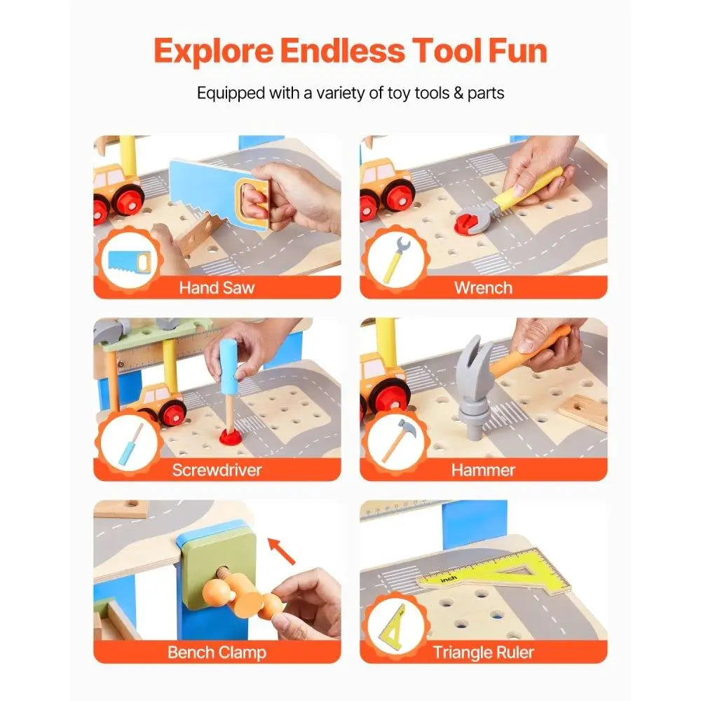Wooden Tool Bench for Kids