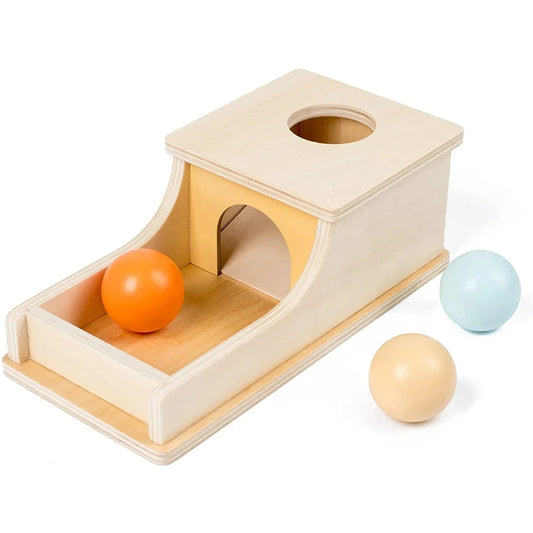 Montessori Wooden Pitch Ball Box with Drawer