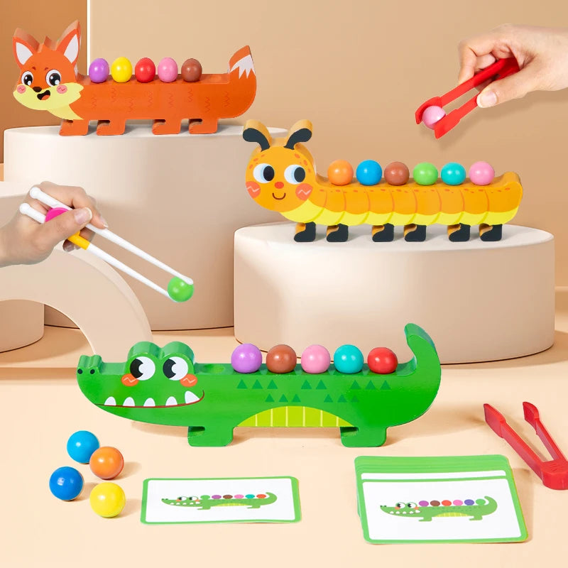 Wooden Animal Matching Clip Puzzle