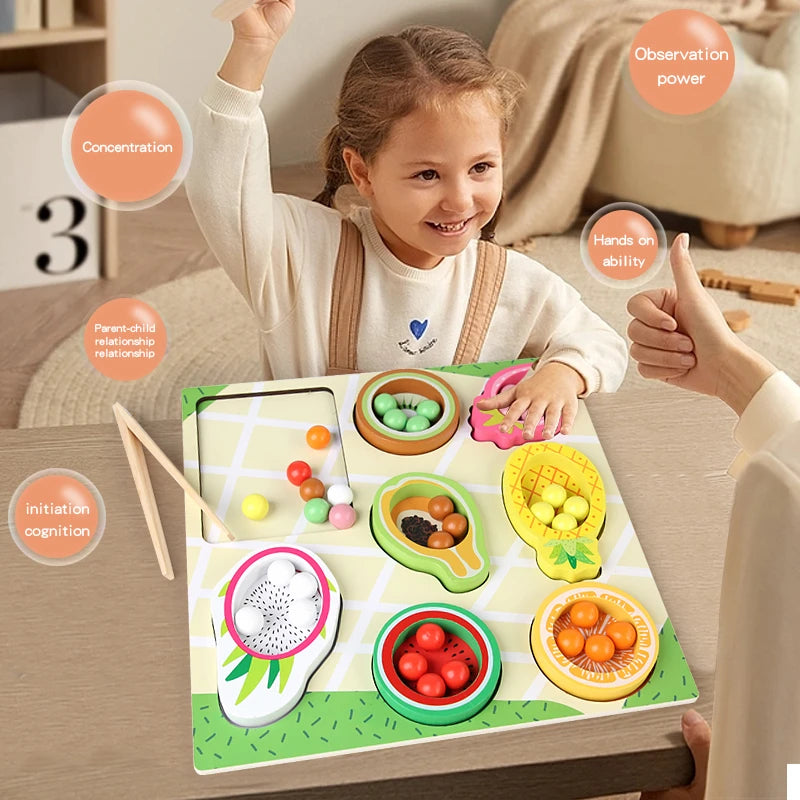 Wooden Fruit Clip Beads Sensory Sorting Toy