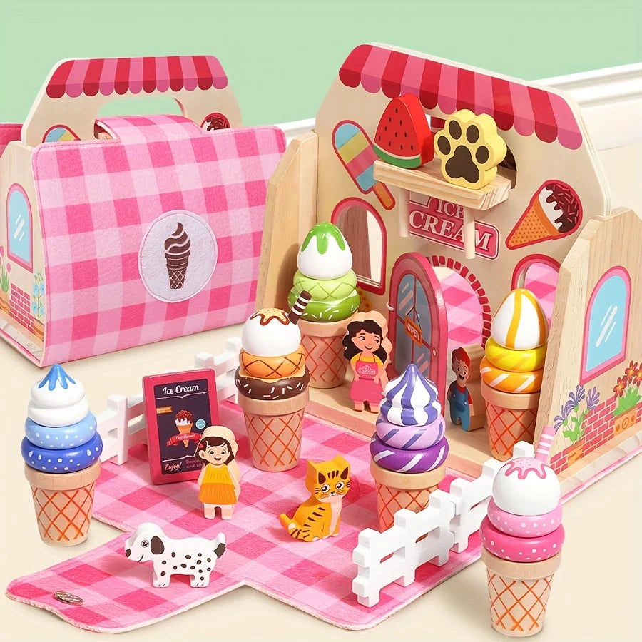 Portable Wooden Pretend Play Toy Set