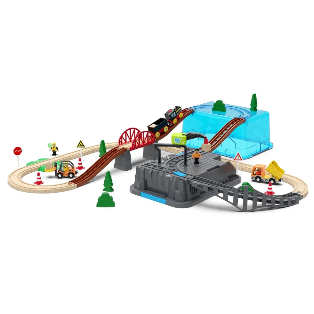 Wooden Railway Track Set