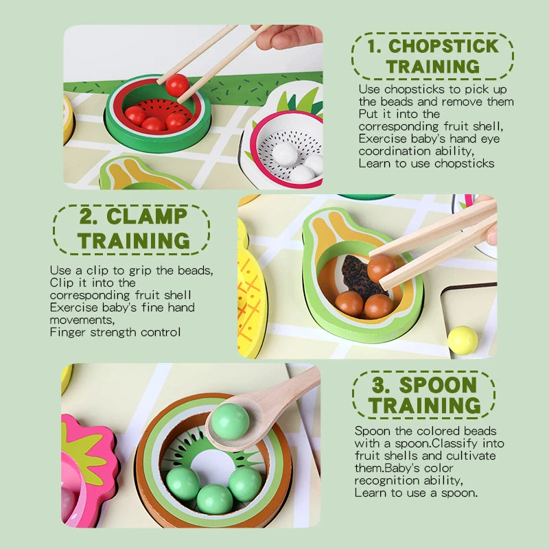 Wooden Fruit Clip Beads Sensory Sorting Toy