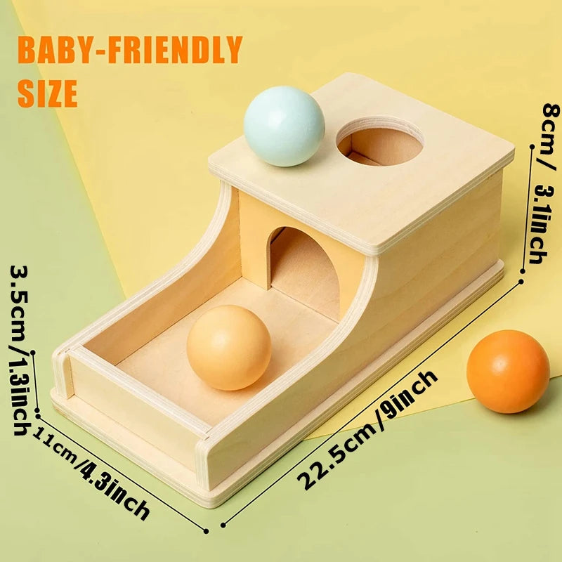 Montessori Wooden Pitch Ball Box with Drawer