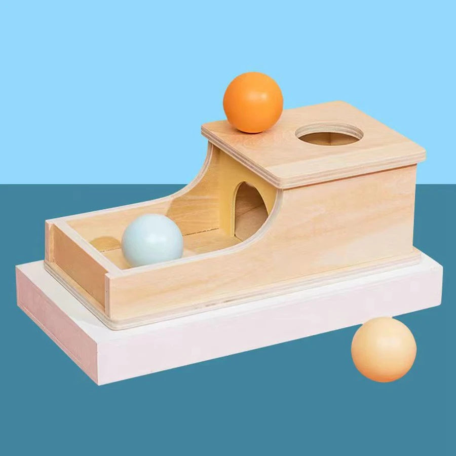 Montessori Wooden Pitch Ball Box with Drawer