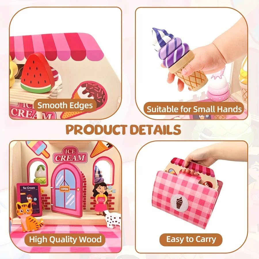 Portable Wooden Pretend Play Toy Set